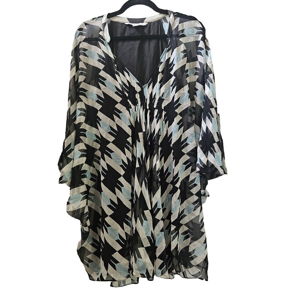 Diane Von Fursternberg Womens 4 Silk Multicolor Geometric Print Vtg‎ Lagenlook